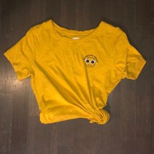 Current Mood Yellow Old Navy Embroidered T Shirt